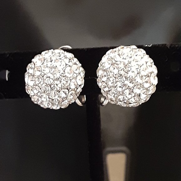Jewelry - rhinestone disco ball screw back earrings